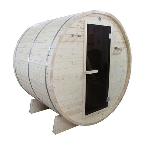 Aleko Products || Aleko Outdoor and Indoor White Pine Barrel Sauna 4 Person 4.5 kW ETL Certified Heater SB4PINE-AP