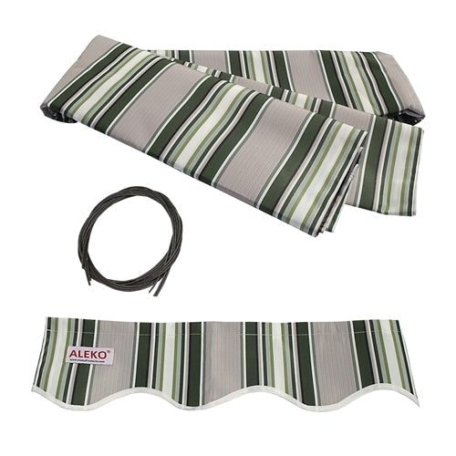Aleko Products || Aleko Retractable Awning Fabric Replacement 8 x 6.5 Feet Multi-Stripe Green FAB8X6.5MSTRGR58-AP