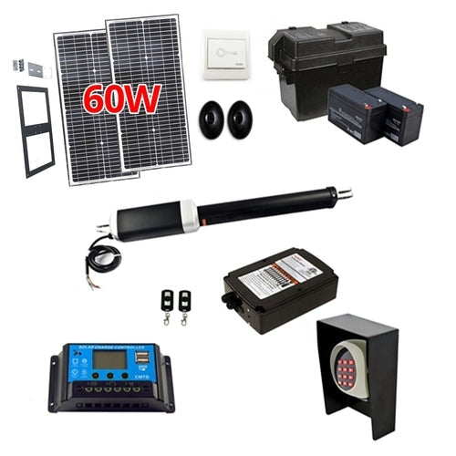 Aleko Products || Aleko Single Swing Gate Operator ETL Listed GG650U Solar Kit 60W GG650UFULL-AP