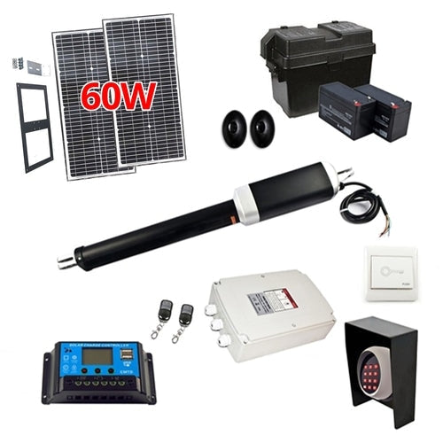 Aleko Products || Aleko Single Swing Gate Operator GG450 AC/DC Solar Kit 60W GG450FULL-AP