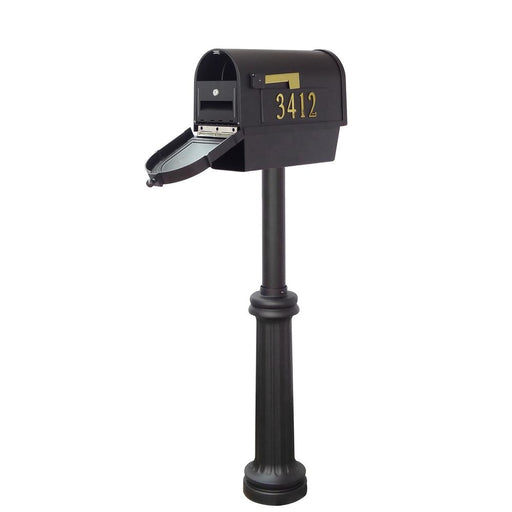 Special Lite Products || Berkshire Curbside Mailbox with Front and Side Address Numbers, Newspaper Tube and Bradford Mailbox Post