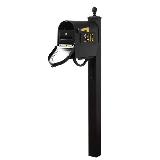 Special Lite Products || Berkshire Curbside Mailbox with Front and Side Address Numbers, Newspaper Tube, Locking Insert and Springfield Mailbox Post