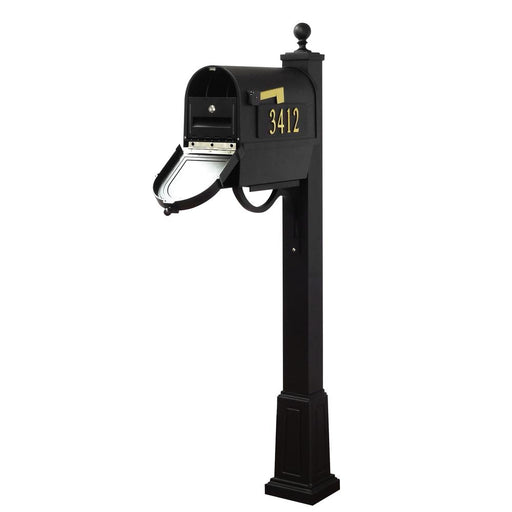 Special Lite Products || Berkshire Curbside Mailbox with Front and Side Numbers, Newspaper Tube, Locking Insert and Springfield Mailbox Post with Base
