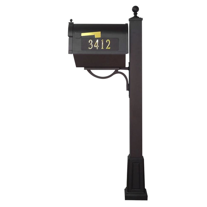 Special Lite Products || Berkshire Curbside Mailbox with Front and Side Numbers, Newspaper Tube, Locking Insert and Springfield Mailbox Post with Base