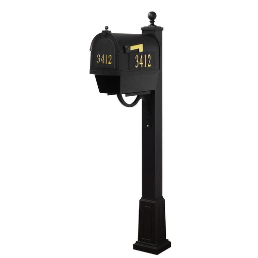 Special Lite Products || Berkshire Curbside Mailbox with Front and Side Numbers, Newspaper Tube and Springfield Mailbox Post with Base