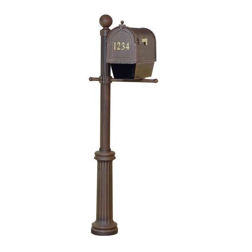 Special Lite Products || Berkshire Curbside Mailbox with Newspaper Tube, Front Address Numbers and Fresno Mailbox Post