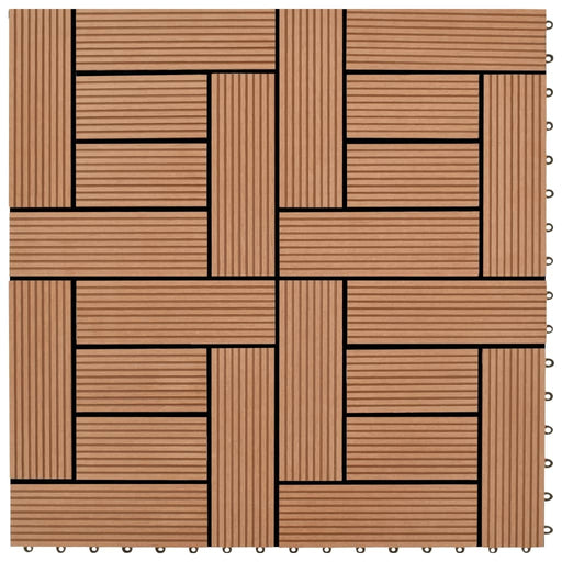 vidaXL || Brown 11 pcs 11.8"x11.8" Decking Tiles WPC 11 sq.ft 41550