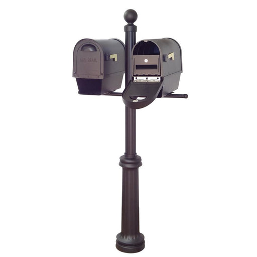 Special Lite Products || Classic Curbside Mailboxes with Newspaper Tube, Locking Inserts and Fresno Double Mount Mailbox Post