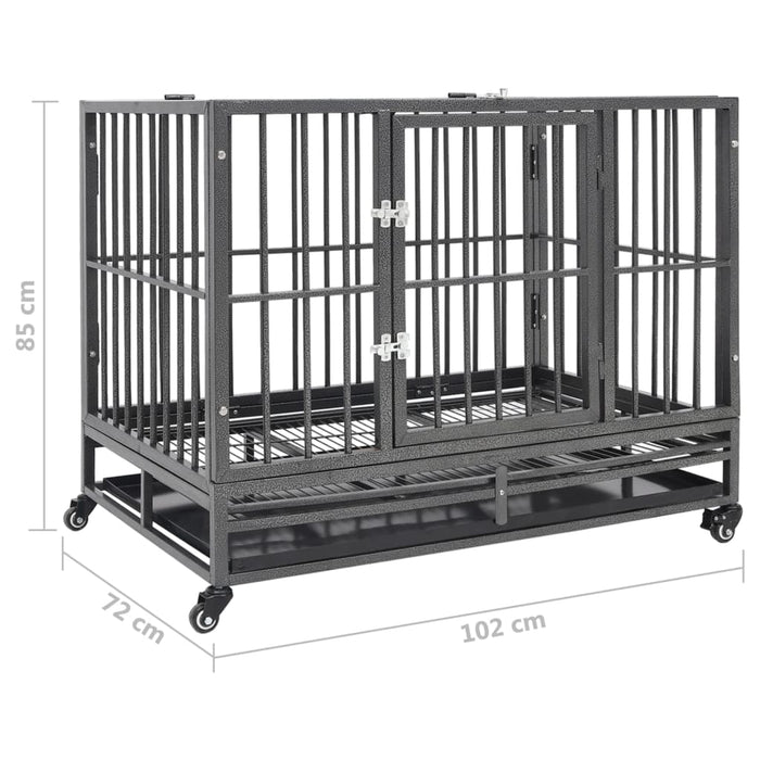vidaXL || vidaXL Dog Cage with Wheels Steel 40.2"x28.3"x33.5"