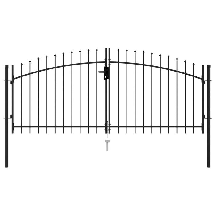 vidaXL || vidaXL Fence Gate Double Door with Spike Top Steel 9.8'x4.1' Black 146027