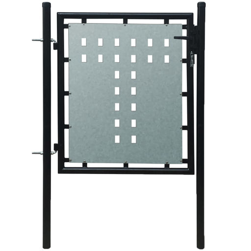 vidaXL || vidaXL Single Door Fence Gate Galvanised Steel 3.28ftx2.46ft Black 145754