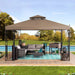 Sunjoy || Sunjoy Outdoor Patio 10x12 Khaki 2-Tier Steel Backyard Soft Top Gazebo with Ceiling Hook