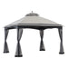 Sunjoy || Sunjoy Outdoor Patio 10x13 Steel 2-Tier Backyard Soft Top Gazebo with Ceiling Hook and Netting Gray and Black