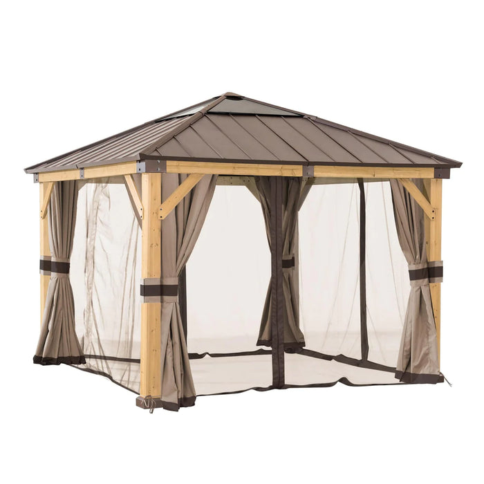 Sunjoy || Sunjoy Replacement Universal Curtains and Mosquito Netting for 11 ft. ×11 ft. Wood-Framed Gazebos