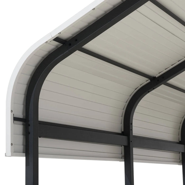 Sunjoy || Sunjoy 12x20 ft. Heavy Duty Metal Carport, Outdoor Freestanding Steel Carport with Ceiling Hook