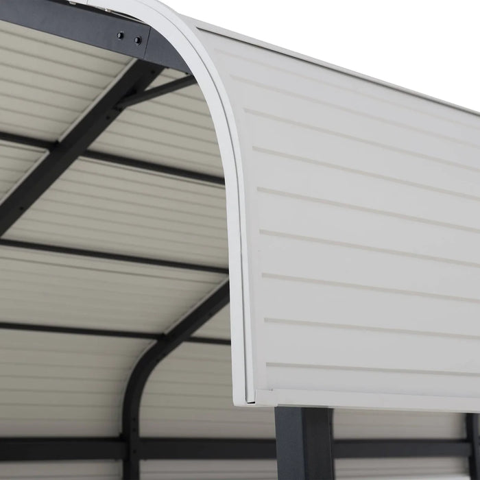 Sunjoy || Sunjoy 12x20 ft. Heavy Duty Metal Carport, Outdoor Freestanding Steel Carport with Ceiling Hook