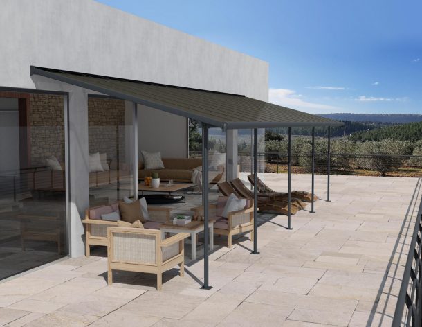 Canopia by Palram || Sierra 10 ft. x 28 ft. Patio Cover Kit - Grey, Bronze Twin wall