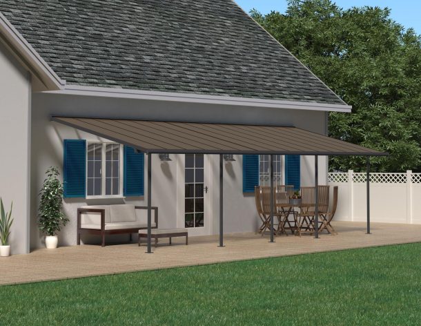 Canopia by Palram || Sierra 10 ft. x 30 ft. Patio Cover Kit - Grey, Bronze Twin wall
