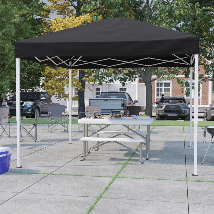 Flash Furniture || 10'x10' Black Outdoor Pop Up Event Slanted Leg Canopy Tent with Carry Bag