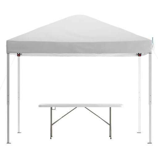 Flash Furniture || 10'x10' White Pop Up Event Canopy Tent and 6-Foot Bi-Fold Folding Table - Tailgate Tent Set