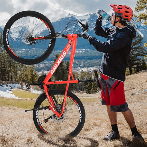 Smilegive || 26 Inch Mountain Bike With 21 Speed Dual Disc Brakes Full Suspension Non-slip Orange