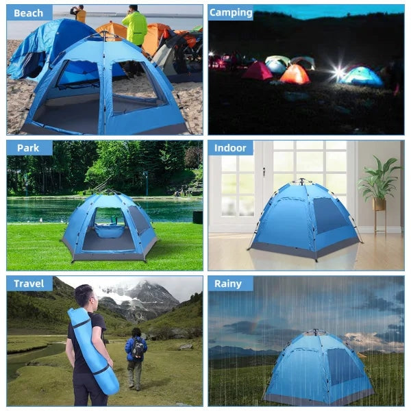 inQ Boutique || 3 4 Person Automatic Family Camp Tent Instant Pop Up Waterproof For Camping Hiking Travel Outdoor Activities Xh D0102Hebdq7
