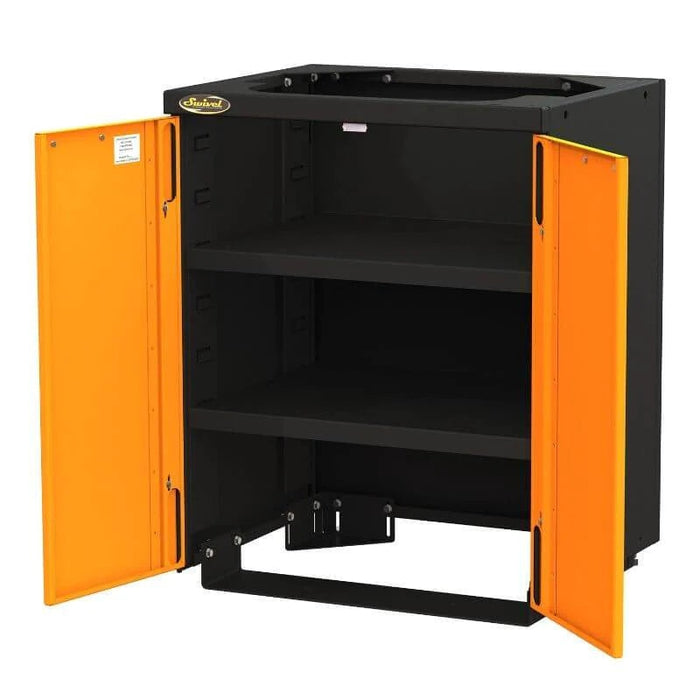 Swivel Storage Solutions || 30" x 2 Adj. Height Shelves & Mounting Brackets w/ 2 x 15" Doors (for end run use only)
