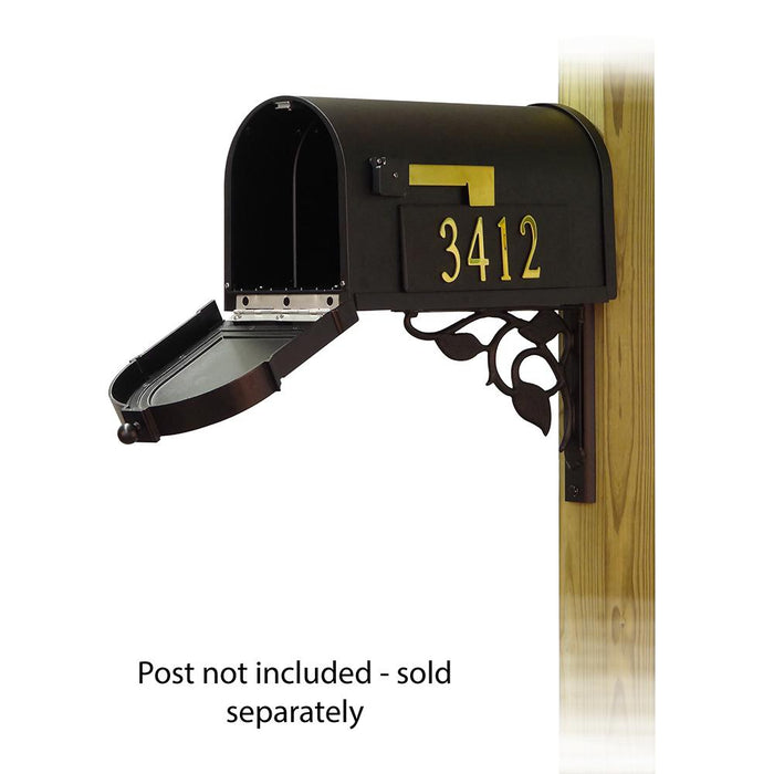 Special Lite Products || Berkshire Curbside Mailbox with Front and Side Address Numbers and Floral front single mailbox mounting bracket