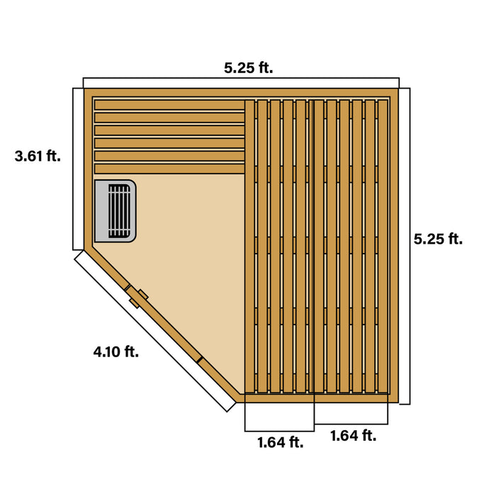 Aleko Products || Canadian Hemlock Wet Dry Indoor Sauna - 6 kW UL Certified Heater - 6 Person