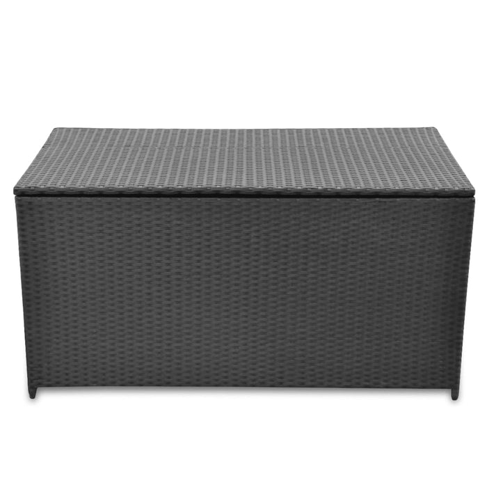 vidaXL || vidaXL Patio Storage Box Black 47.2"x19.7"x23.6" Poly Rattan
