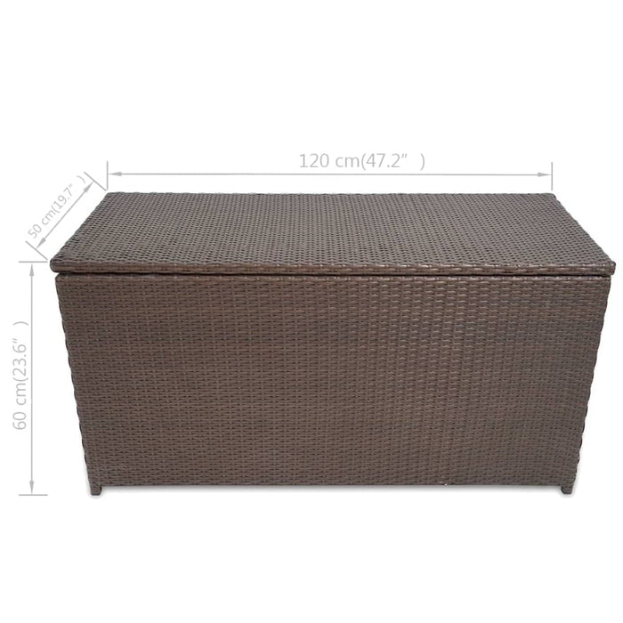vidaXL || vidaXL Patio Storage Box Brown 47.2"x19.7"x23.6" Poly Rattan