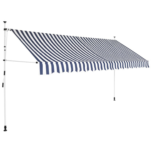 vidaXL || vidaXL Manual Retractable Awning 157.5" Blue and White Stripes