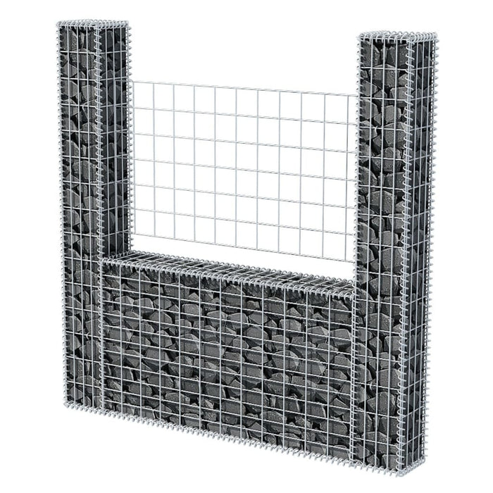 vidaXL || vidaXL Gabion Basket U-Shape Galvanized Steel 63"x7.9"x59.1"