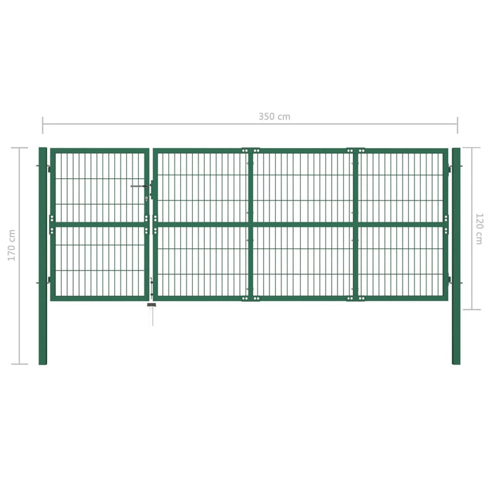 vidaXL || vidaXL Garden Fence Gate with Posts 137.8"x47.2" Steel Green