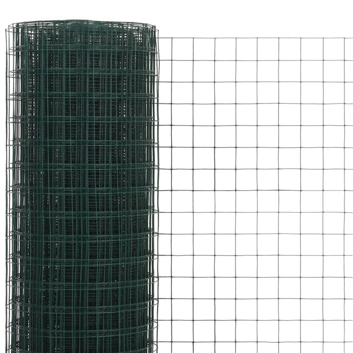 vidaXL || vidaXL Chicken Wire Fence Steel with PVC Coating 82'x4.9' Green