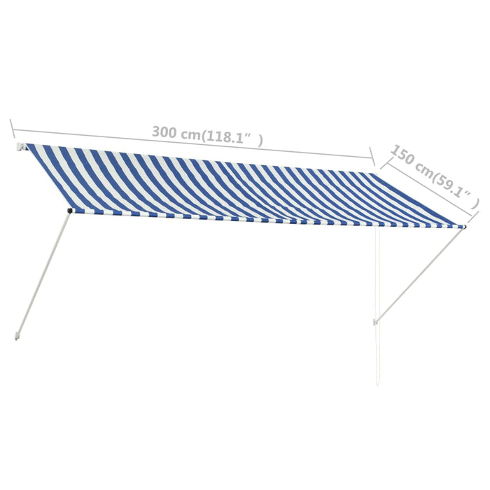 vidaXL || vidaXL Retractable Awning 118.1"x59.1" Blue and White