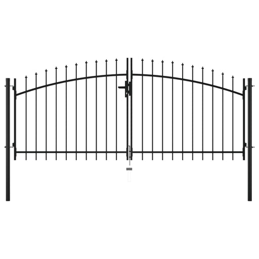 vidaXL || vidaXL Double Door Fence Gate with Spear Top 118.1"x59.1"