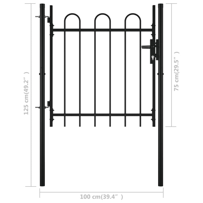 vidaXL || vidaXL Single Door Fence Gate with Hoop Top 39.4"x29.5"