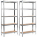 vidaXL || vidaXL Storage Shelves 2 pcs Silver 35.4"x11.8"x70.9" Steel and MDF