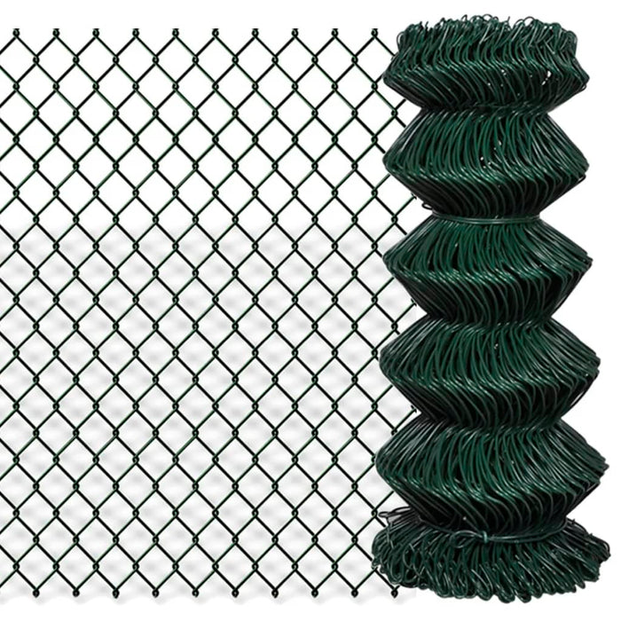 vidaXL || vidaXL Chain Link Fence Steel 2.6'x49.2' Green