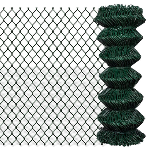 vidaXL || vidaXL Chain Link Fence Steel 3.3'x49.2' Green