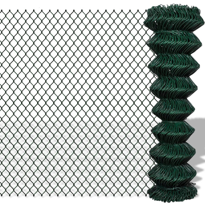 vidaXL || vidaXL Chain Link Fence Steel 4.9'x49.2' Green