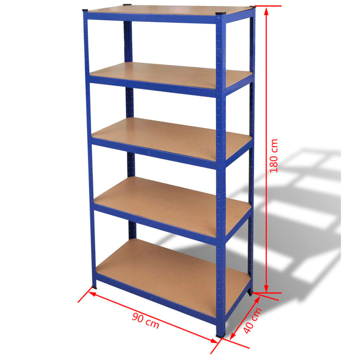 vidaXL || vidaXL 5-Layer Storage Shelf Blue Steel&Engineered Wood