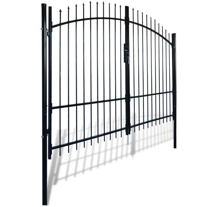 vidaXL || vidaXL Double Door Fence Gate with Spear Top 118.1"x88.6"