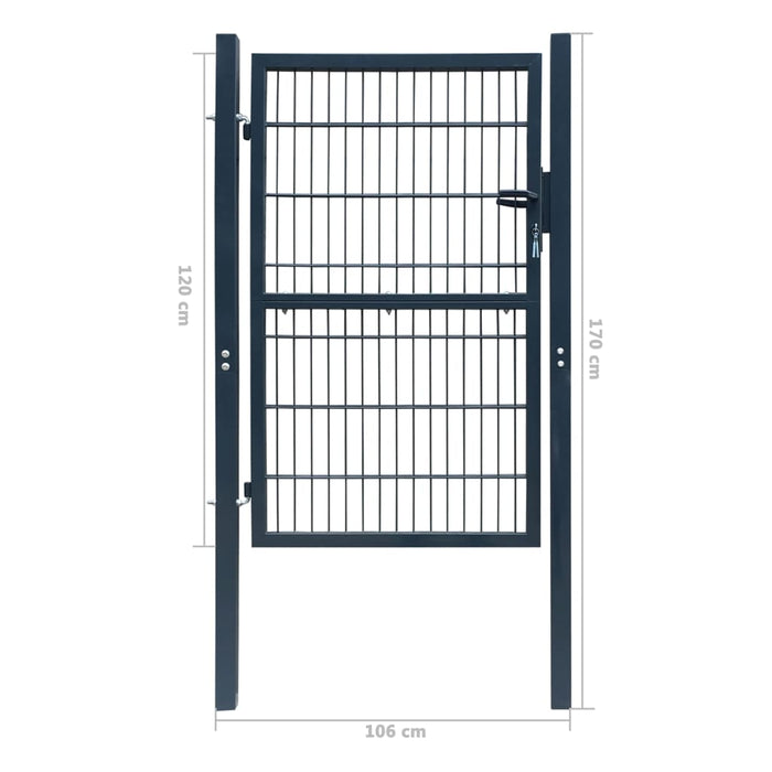 vidaXL || vidaXL 2D Fence Gate (Single) Anthracite Gray 41.7" x 66.9"