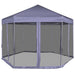 vidaXL || vidaXL Hexagonal Pop-Up Marquee with 6 Sidewalls Dark Blue 11.8'x10.2'