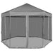 vidaXL || vidaXL Hexagonal Pop-Up Marquee with 6 Sidewalls Gray 11.8'x10.2'