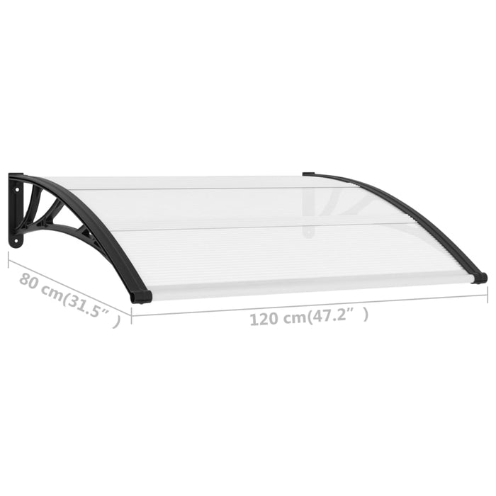 vidaXL || vidaXL Door Canopy Black and Transparent 47.2"x31.5" PC