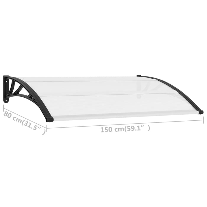 vidaXL || vidaXL Door Canopy Black and Transparent 59"x31.5" PC