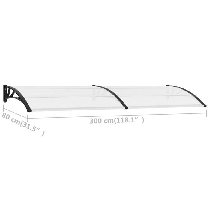 vidaXL || vidaXL Door Canopy Black and Transparent 118.1"x31.5" PC